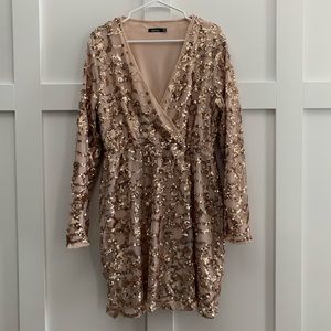 Rose Gold sequins boohoo dress